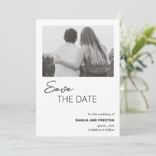 Minimale Schwarz-Weiß-Foto-Moderne-Hochzeit Save The Date