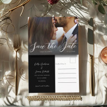 Minimale Schwarz-Weiß-Foto-Save-the-Date-Hochzeit