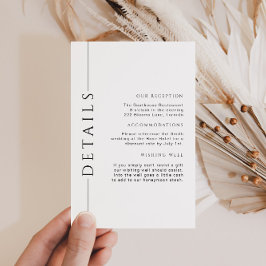 Minimale Schwarz-Weiß-Hochzeitsdetails einfügen Begleitkarte