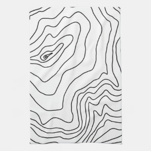 Minimale Schwarz & Weiß Linie Kunst Modernes Desi Geschirrtuch