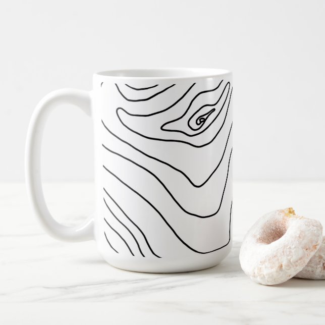 Minimale Schwarz & Weiß Linie Kunst Modernes Desig Kaffeetasse (Mit Donut)