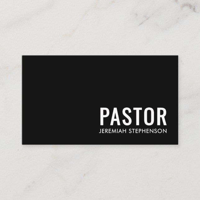Minimale Schwarz-Weiß-Logo-QR-Code PASTOR Visitenkarte (Vorderseite)