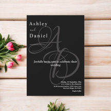 Minimale Schwarz-Weiß-Monogramm-Elegante Hochzeit