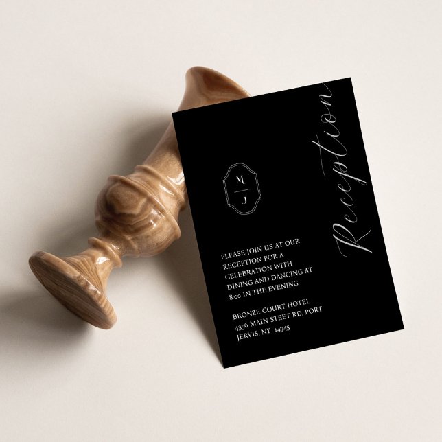 Minimale Schwarz-Weiß-Monogramm-Hochzeitsempfehlun Begleitkarte (Von Creator hochgeladen)