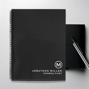 Minimale Schwarz-Weiß-Monogramm Notizbuch