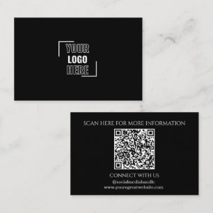 Minimale Schwarz-Weiß-QR-Code mit Ihrem Logo Visitenkarte