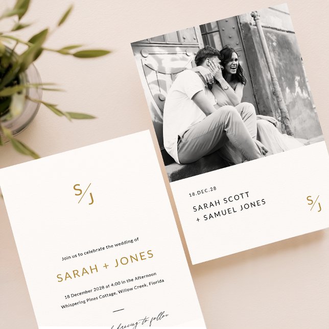 Minimale Schwarz-Weiß-Romantik-Foto Hochzeit Einladung (Von Creator hochgeladen)