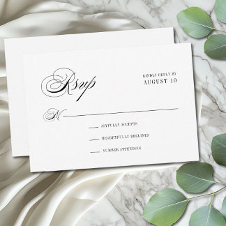 Minimale Schwarz-Weiß-Romantische Skriptereihe RSVP Karte