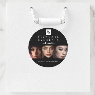 Minimale Schwarz-Weiß-Schrift-Wimpern-Foto-Logo Runder Aufkleber