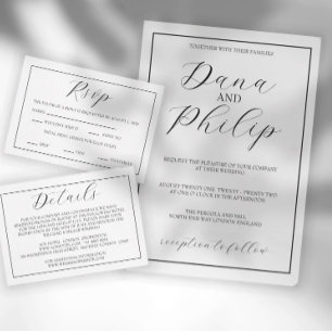 Minimale Schwarz-Weiß-Script-Hochzeit Einladung