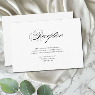Minimale Schwarz-Weiß-Script-Hochzeitsempfehlung Begleitkarte
