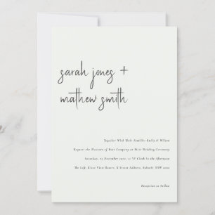 Minimale Schwarz-Weiß-Script-Typografie-Hochzeit Einladung