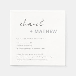 Minimale Schwarz-Weiß-Script-Typografie Spaß-Fakte Serviette