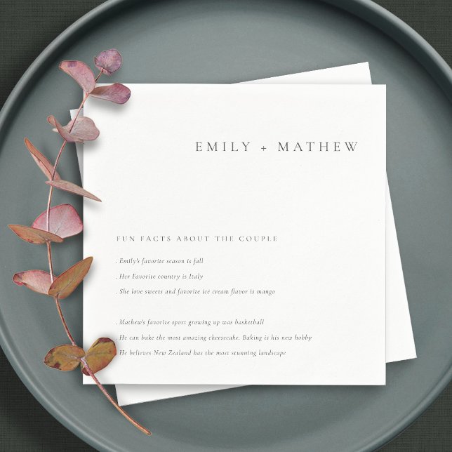 Minimale Schwarz-Weiß-Typografie-Fun-Fakten Serviette (Von Creator hochgeladen)