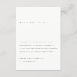 Minimale Schwarz-Weiß-Typografie-Hochzeitsdetails Begleitkarte