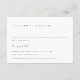 Minimale Schwarz-Weiß-Typografie Hochzeitsempfehlu Begleitkarte