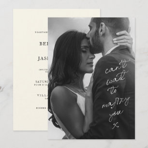 Minimale schwarz-weiße Foto-Handschrift-Hochzeit Einladung