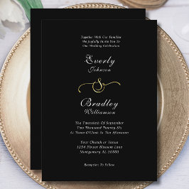 Minimale Schwarz-weiße Gold QR Code Foto Hochzeit Einladung