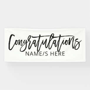 Minimale schwarz-weiße handgeschriebene Gratulatio Banner