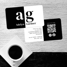 Minimale Schwarz-weiße Monogram QR Code Social Med