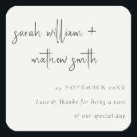 Minimale Schwarz-weiße Script Typografy Wedding Quadratischer Aufkleber<br><div class="desc">Wenn Sie weitere Anpassungen benötigen,  schreiben Sie mir bitte an yellowfebstudio@gmail.com.</div>