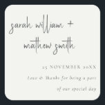 Minimale Schwarz-weiße Script Typografy Wedding Quadratischer Aufkleber<br><div class="desc">Wenn Sie weitere Anpassungen benötigen,  schreiben Sie mir bitte an yellowfebstudio@gmail.com.</div>