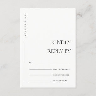 MINIMALE SCHWARZ WEISSE TYPOGRAFIE HOCHZEIT RSVP  BEGLEITKARTE