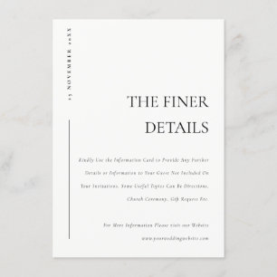 Minimale Schwarz-weiße Typografie-Hochzeitdetails Begleitkarte