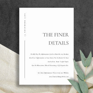 MINIMALE SCHWARZ WEISSE TYPOGRAFIE HOCHZEITSDETAIL BEGLEITKARTE