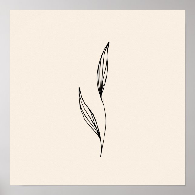 Minimale schwarze Blätter Poster (Vorne)