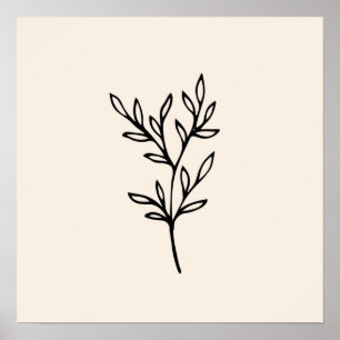 Minimale schwarze Blätter Poster