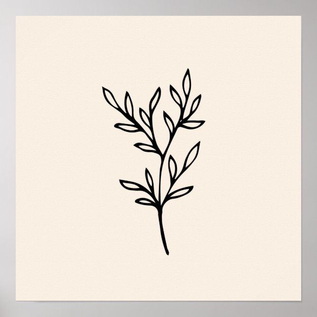 Minimale schwarze Blätter Poster (Vorne)