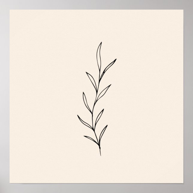 Minimale schwarze Blätter Poster (Vorne)