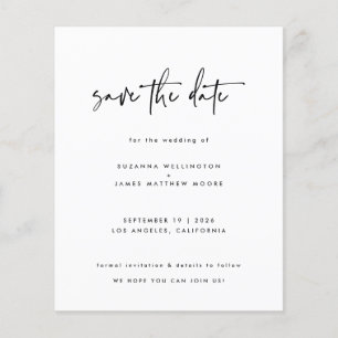Minimale schwarze Budget-Kalligrafie-Hochzeit-Spei Flyer