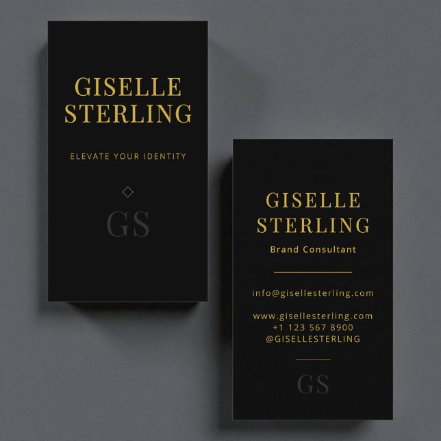 Minimale schwarze Gold-Monogramm Professional Visitenkarte (Von Creator hochgeladen)