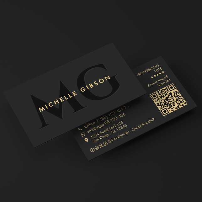 Minimale schwarze Initialen Consulting-Profi Visitenkarte (Minimal Black Initials Consulting Professional Business Card
)