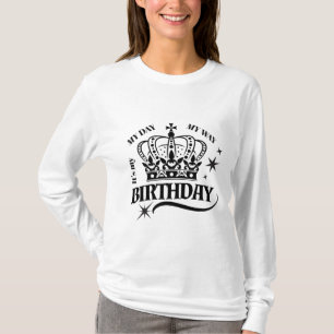 Minimale schwarze Krone Geburtstagszitat-Typografi T-Shirt
