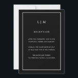 Minimale Schwarze Monogramm Einfache Elegante Hoch Einladung<br><div class="desc">Einfache Hochzeitseinladung mit modernem und elegantem Design mit Ihrem zweistelligen Monogramm oben und Ihren Details umgeben von einer dünnen Grenze. Die Schriftart und Hintergrundfarben können durch Anklicken des Buttons "Anpassen" in beliebig viele Farben geändert werden. Ein elegantes und stilvolles Design,  das sich ideal für ein minimalistisches Paar eignet.</div>