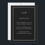 Minimale Schwarze Monogramm Einfache Elegante Hoch Einladung<br><div class="desc">Einfache Hochzeitseinladung mit modernem und elegantem Design mit Ihrem zweistelligen Monogramm oben und Ihren Details umgeben von einer dünnen Grenze. Die Schriftart und Hintergrundfarben können durch Anklicken des Buttons "Anpassen" in beliebig viele Farben geändert werden. Ein elegantes und stilvolles Design,  das sich ideal für ein minimalistisches Paar eignet.</div>