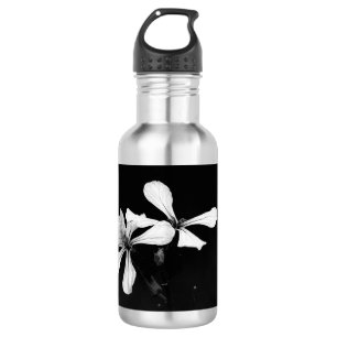 minimale schwarze und weiße Blumenelemente Edelstahlflasche