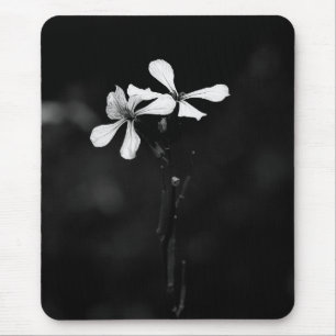 minimale schwarze und weiße Blumenelemente Mousepad