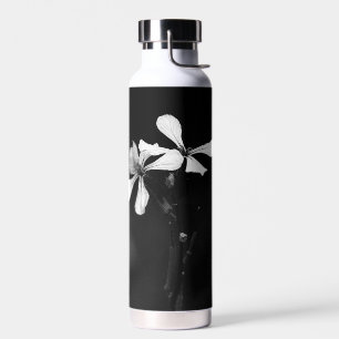 minimale schwarze und weiße Blumenelemente Trinkflasche