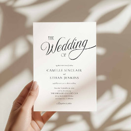 Minimale schwarze und weiße Hochzeitseinladung Einladung