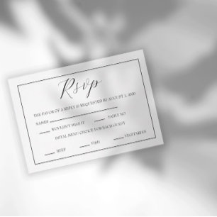 Minimale schwarze und weiße Schrift RSVP Karte