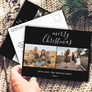 Minimale schwarze Weihnachts-Schriftfamilie 2 Foto Feiertagspostkarte
