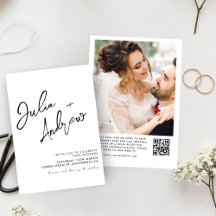 Minimale Schwarzweiß-QR-Foto-Hochzeit