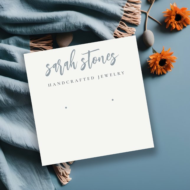 Minimale Script Black Gray White Ohrring Anzeige Quadratische Visitenkarte (Von Creator hochgeladen)