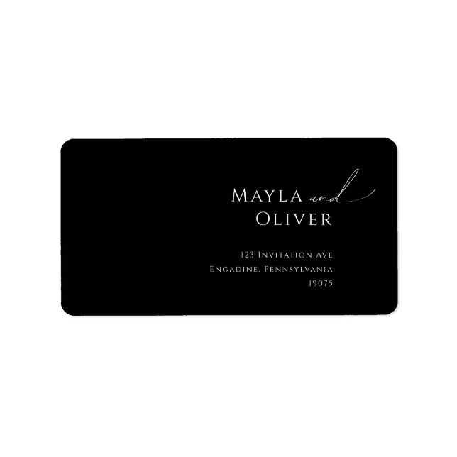 Minimale Script Black Wedding RSVP Rücksendeadress Adressaufkleber (Vorne)