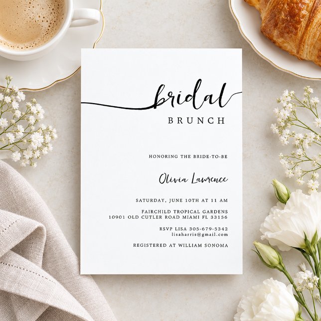 Minimale Script Brautbrunch Einladung (minimalist bridal shower invitation)