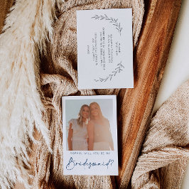 Minimale Script Bridesmaid Vorschlagskarte mit Fot Postkarte